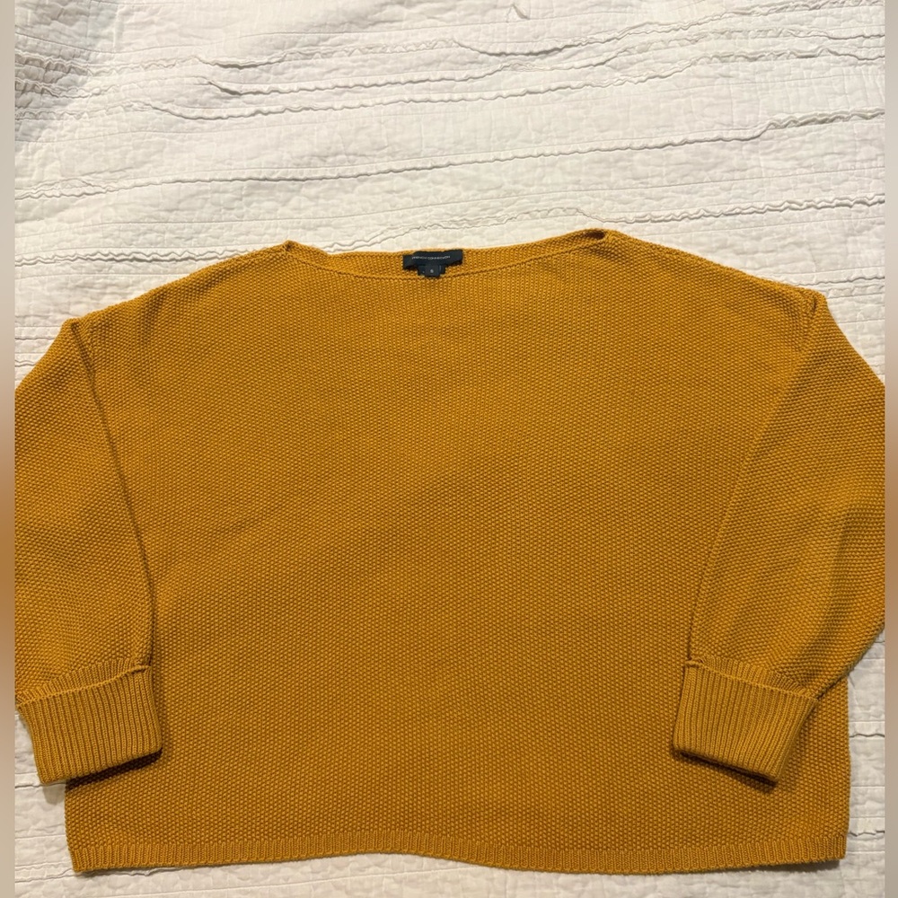 French Connection Golden Yellow Sweater - Large - 100% Cotton - Beautiful Knit
